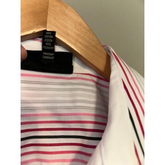 Foxcroft Women's Wrinkle Free Pink Striped Button Down Shirt Size 10 - Picture 4 of 5